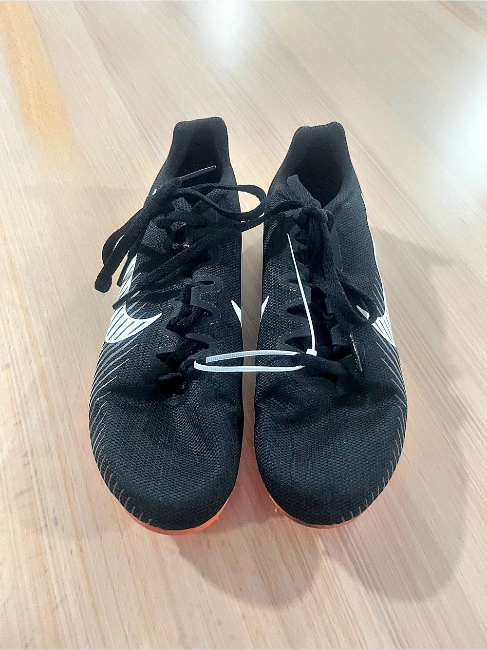 Nike Zoom Racing Kids Size 5 Track Shoes Black White & Orange Size 5 *needs spik